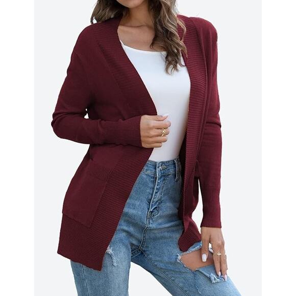Redhotype Cardigan Women’s Medium M Open Front Pockets Light Maroon - Picture 3 of 5